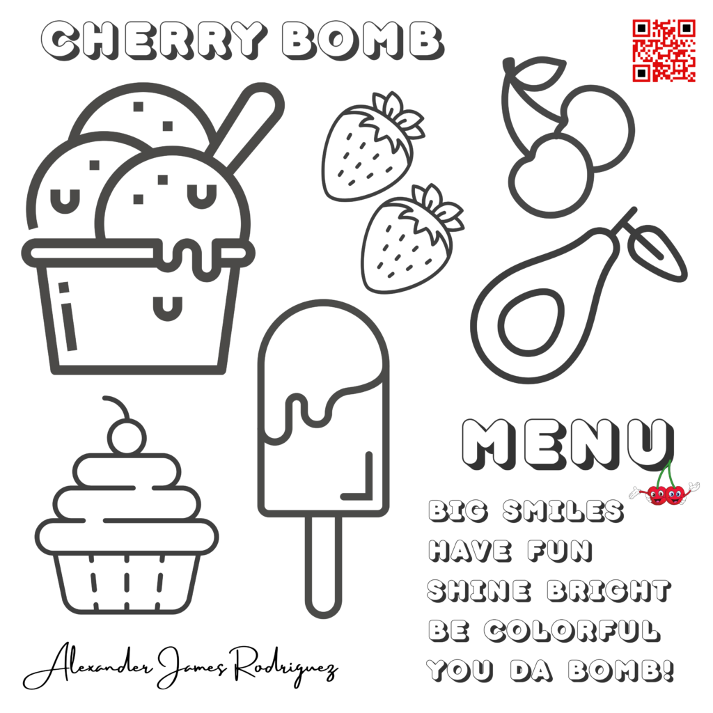 ‘Cherry Bomb’ Coloring Sheet (FREE) Alexander James Rodriguez