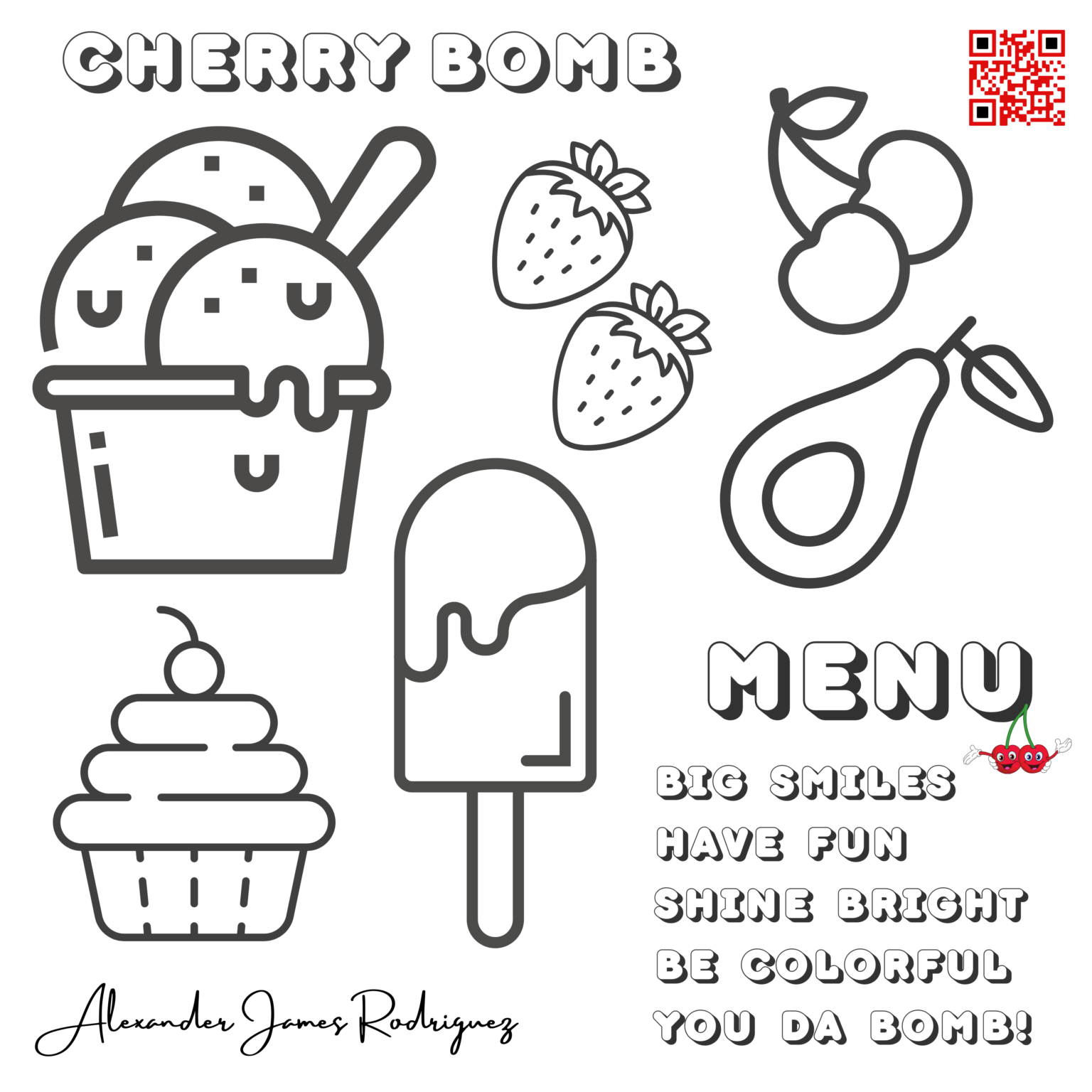 ‘Cherry Bomb’ Coloring Sheet (FREE) – Alexander James Rodriguez